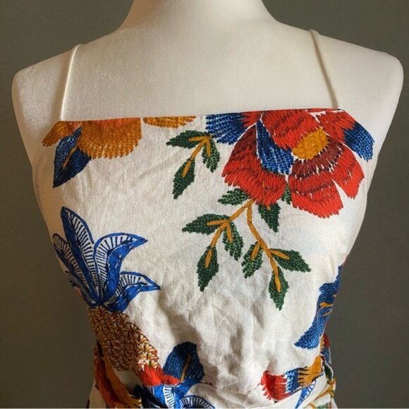 FARM RIO Linen Blend Dress Pineapple Flowers Prinr Size Small NWT - Picture 7 of 16